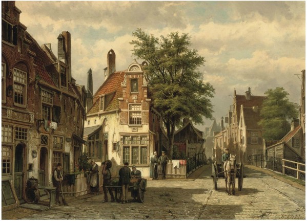 A street in Amsterdam in summer by Willem Koekkoek